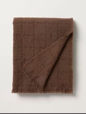 Hearth & Hand Chocolate Brown Textured Fringe Throw Blanket
